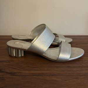Salvatore Ferragamo silver leather sandals